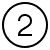 The number "2" inside a circle. The circle and number two are in black text.