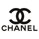 Logo for Chanel, a luxury brand known for jewelry and fashion. Overlapping reverse Cs in black text above the company name.