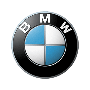 The BMW logo, a luxury German car brand. Black ring with alternating blue and white quadrants inside and 'BMW' at the top.