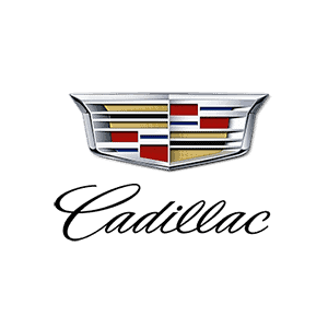 The Cadillac logo, a luxury US car brand. A coat of arms with four sections, using the colors red, black, blue, gold & white.